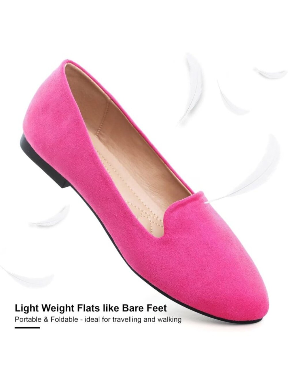 Women's Rose Red Round Toe Comfortable Low Heel Slip On Loafer Ballet Flat Shoes - Picture 5 of 6